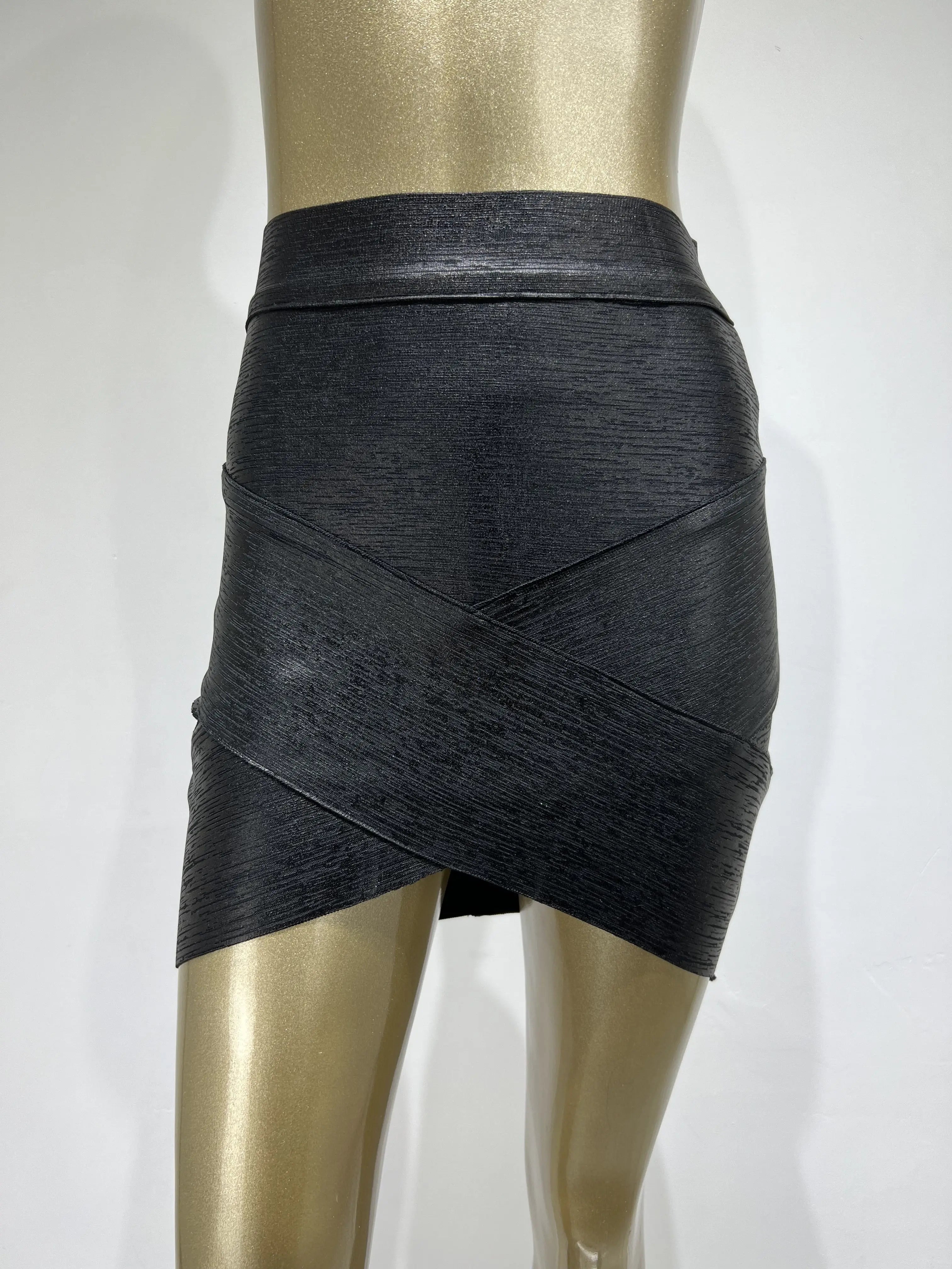 Ladies Rayon Black Thick Rayon Pencil Bandage Skirt Cute Mini Skirt