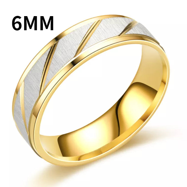 Unique Wave Pattern Couple Rings For Men Women High Quality Stainless Steel Ring Engagement Wedding Rings Jewelry Male-6mm