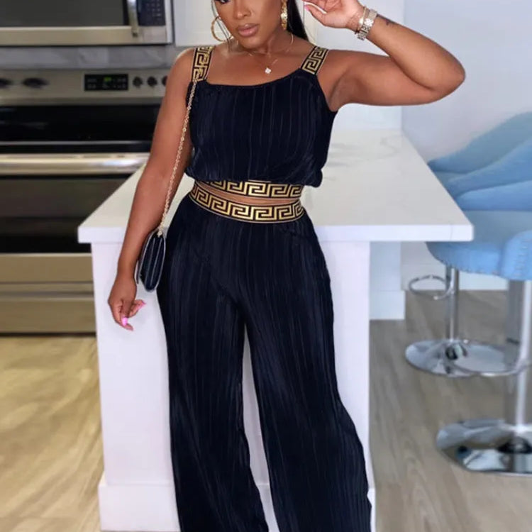 Bonnie Forest Elegant Sleeveless Printed Rcuhed Crop Top And Palazzo Pants Set Chic Tracksuit Female Clubwear Night Club Outfits