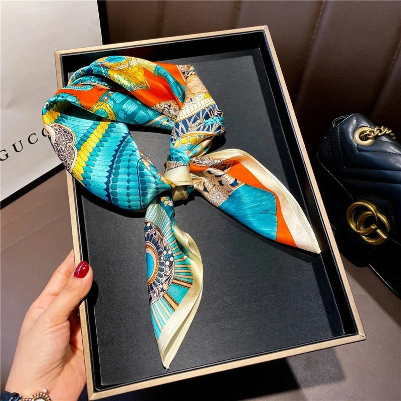 Square 100% Real Silk Scarf Women Bufanda Shawls Wraps for Lady Neckerchief Natural Foulard Femme Bandana Scarves Pashmina 2023 18225 68x68cm