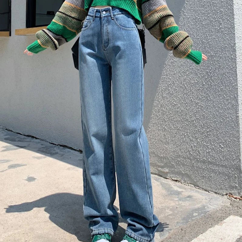 High Waisted Women Denim Jeans Straight Loose New Arrival Daily Pants Fashion Brand Spring Summer Trousers All-match