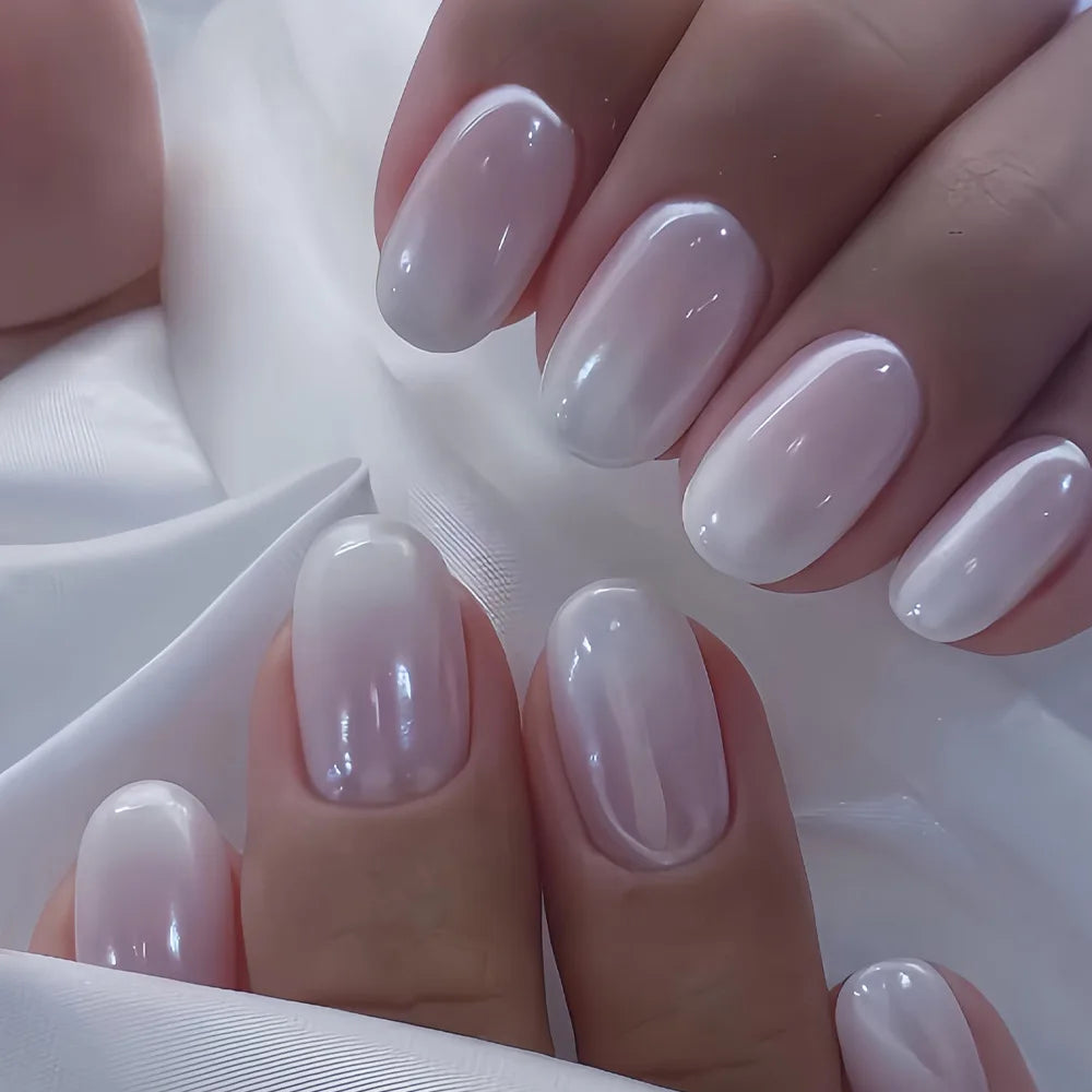 24pcs/set Medium long fake nails for women girls Y2K gradient purple blue yellow green square almond tips press on false nails