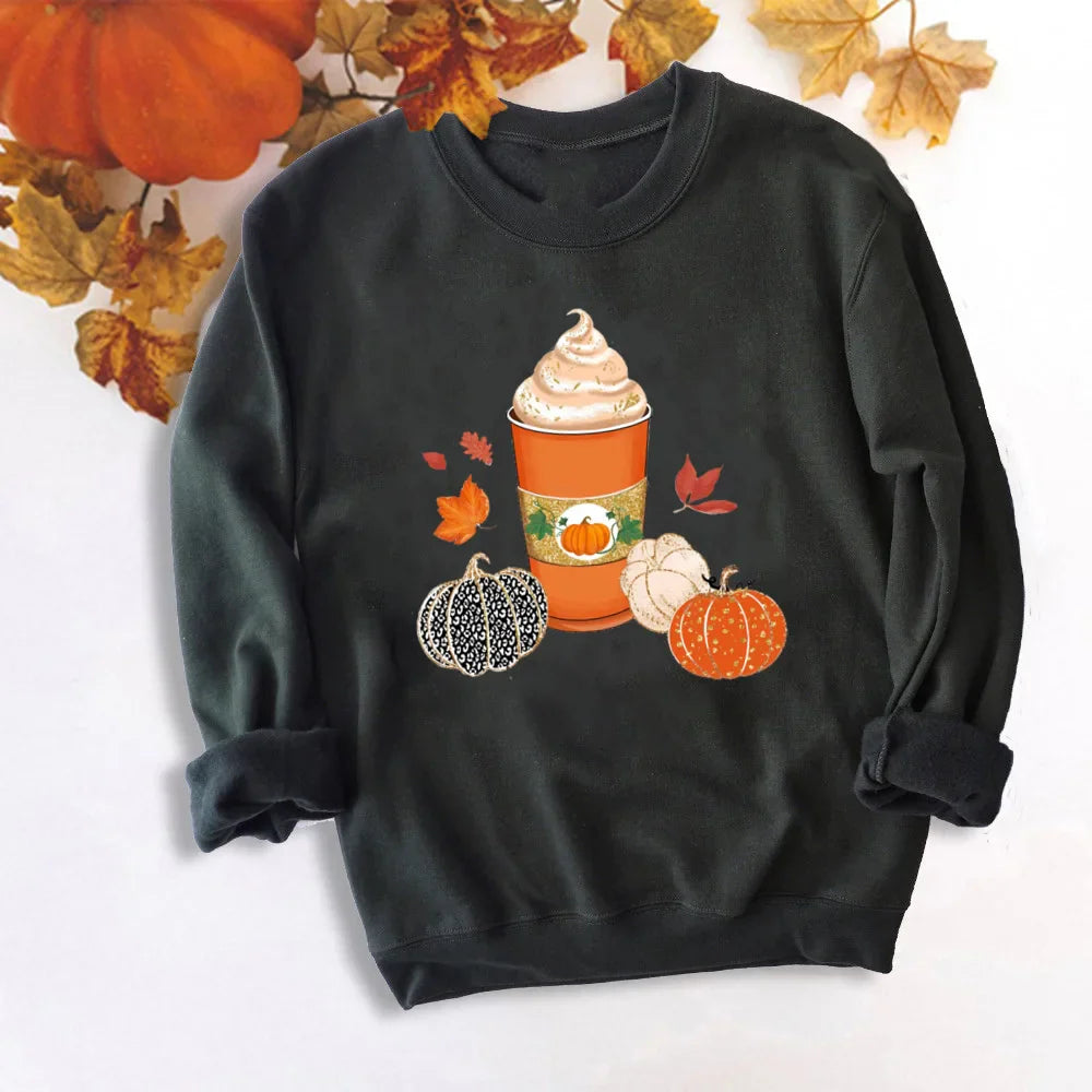 It's Fall Y'all Pumpkin Sweatshirts Thankful Grateful Blessed Hoodie Women Fashion Thanksgiving Pullover Tops Halloween Clothes TM121429-USWBK