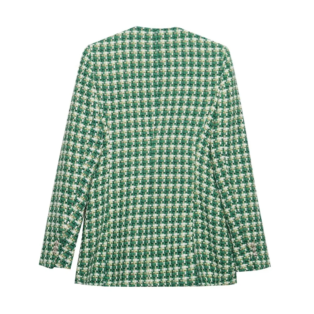 Winter New Women's V-neck Texture Double breasted Loose and Versatile Long sleeved Suit Coat