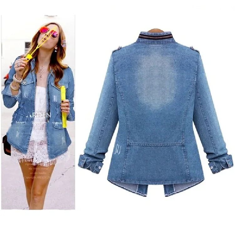 Christmas Europe and The United States Ladies Denim Jacket Skinny Denim Jacket Women Winter Clothes Female