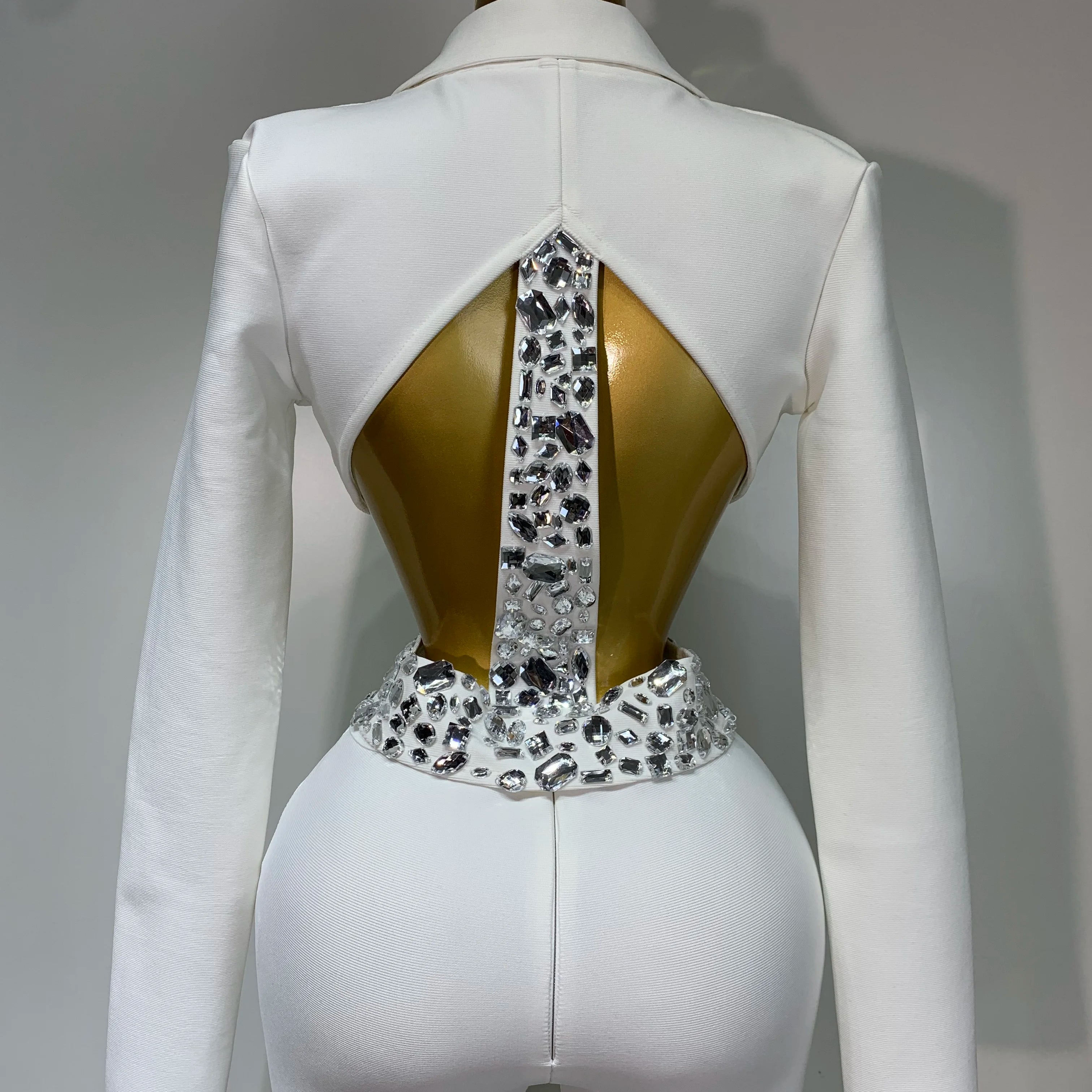 Women Sexy Long Sleeve Beading Bodycon Two Pieces Pants Bandage Set 2025 Celebrity Designer Fashion Women's Luxury Birthday Set