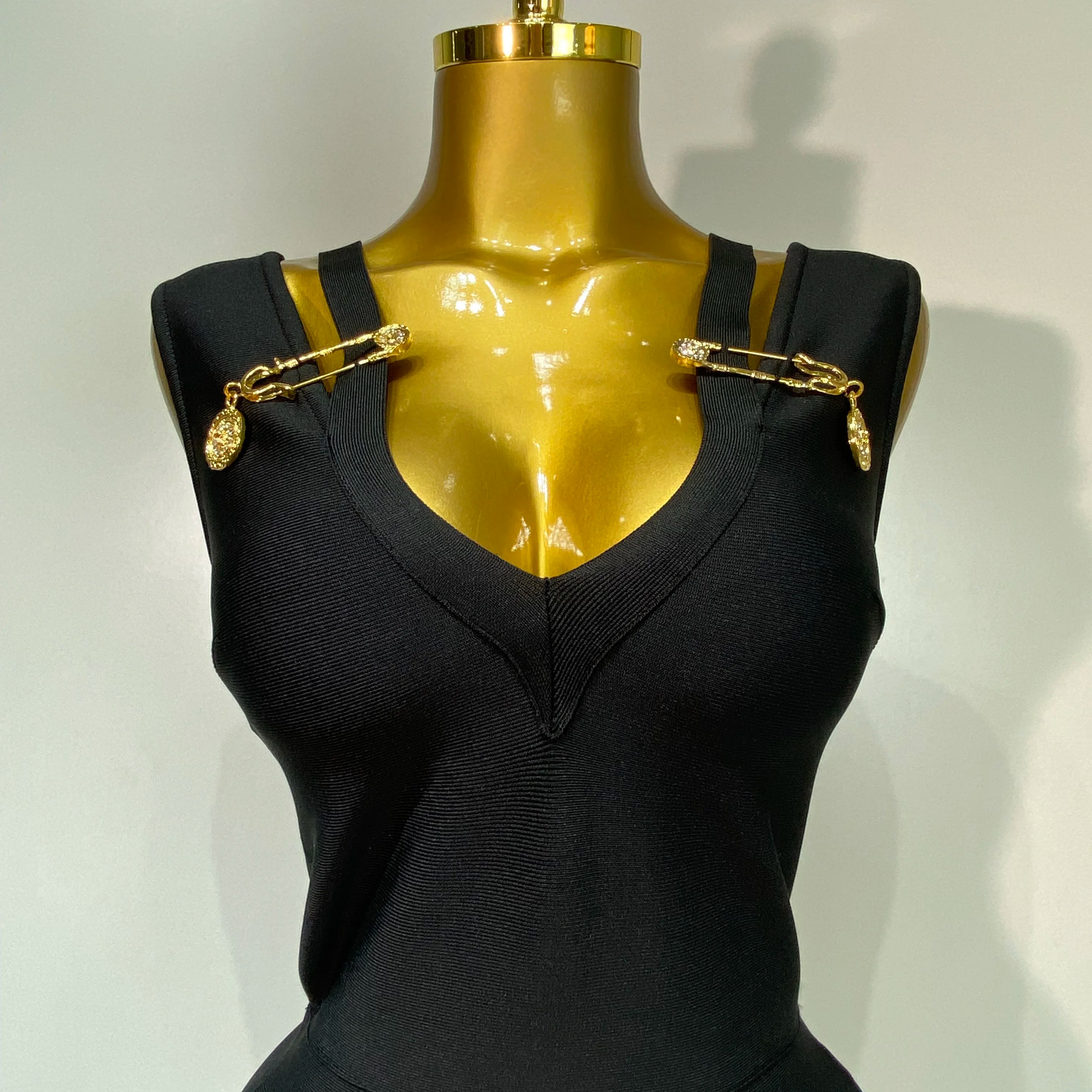 Women Black Elegant Bandage Dress 2025 Sexy Sleeveless Bodycon Evening Party Club Luxury Birthday Dress Wedding Guest Gown