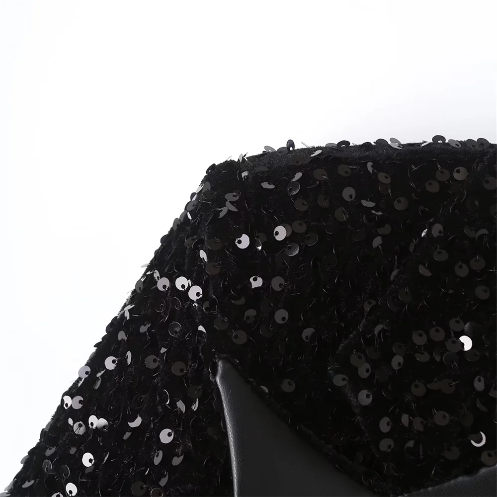 Black Suit Women's Sense Small Fashion Temperament Sequins High Grade Sense Explosive Street Small Suit