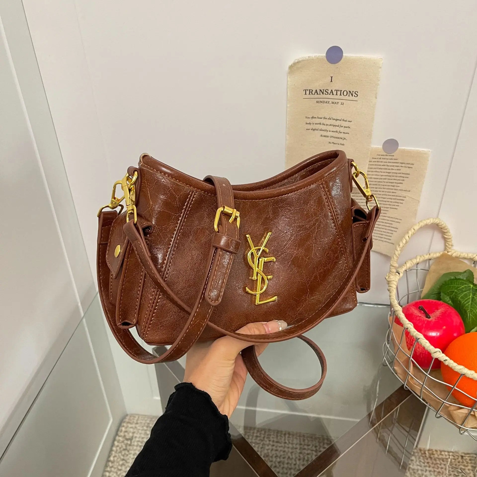 French Style Vintage Shoulder Bag, Women's Autumn Winter Leather Crossbody Purse, Elegant Spacious Tote for Daily & Commute
