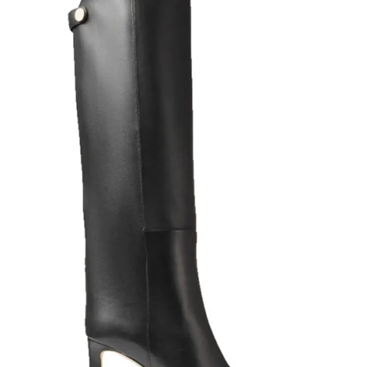 Women's New Thin High Heel Knee Long Boots Fashion Pointed Mid Length Women's Boots Autumn and Winter Fashion Women's Boots 553-black