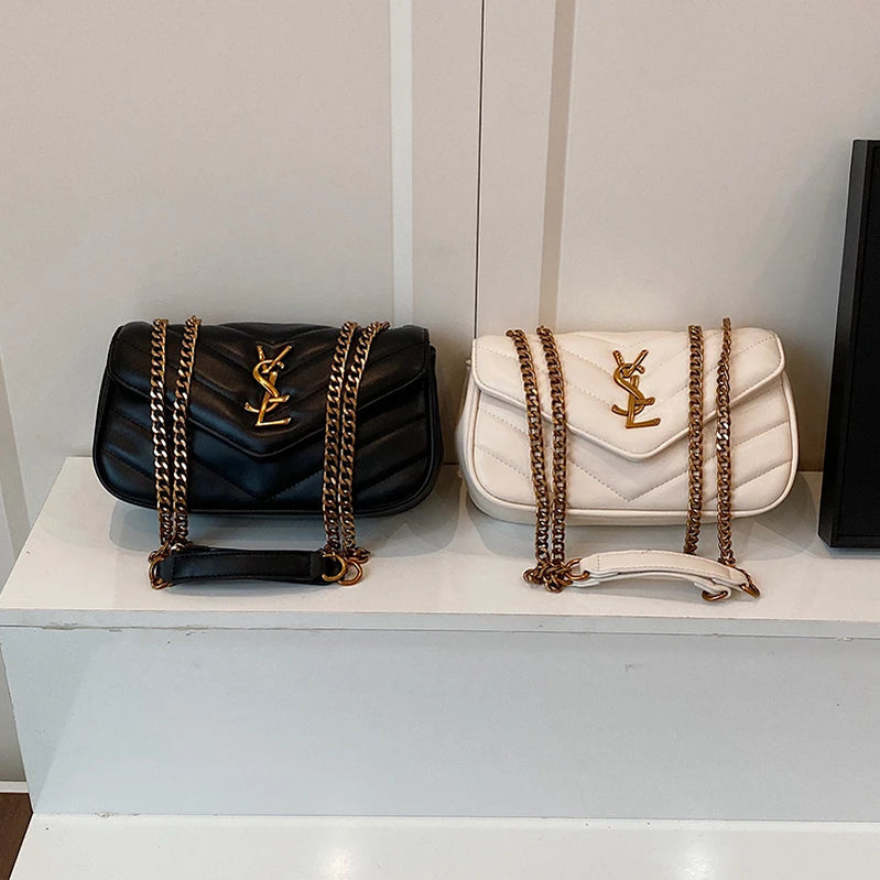 Classic design PU leather chain strap crossbody bag, fashionable women's zipper shoulder bag, casual travel women's bag