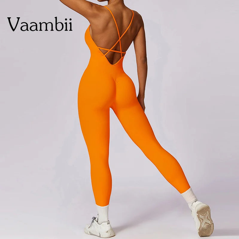 Seamless Gym Sports Overall Sportswear Backless Fitness Yoga Suit One Piece Jumpsuit Sport Outfit Workout Bodysuit Women