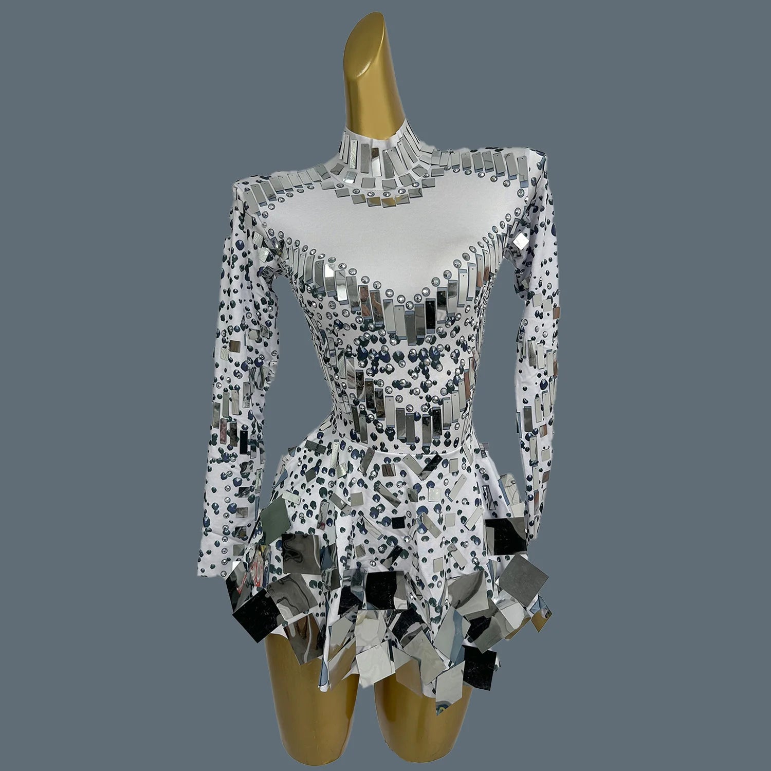 Fancy Sequins Pleated Mini Dress for Hot Girls Bar Nightclub Stage Show Outfit Dance Performance Wear Dance Troupe Outfit Xieshi