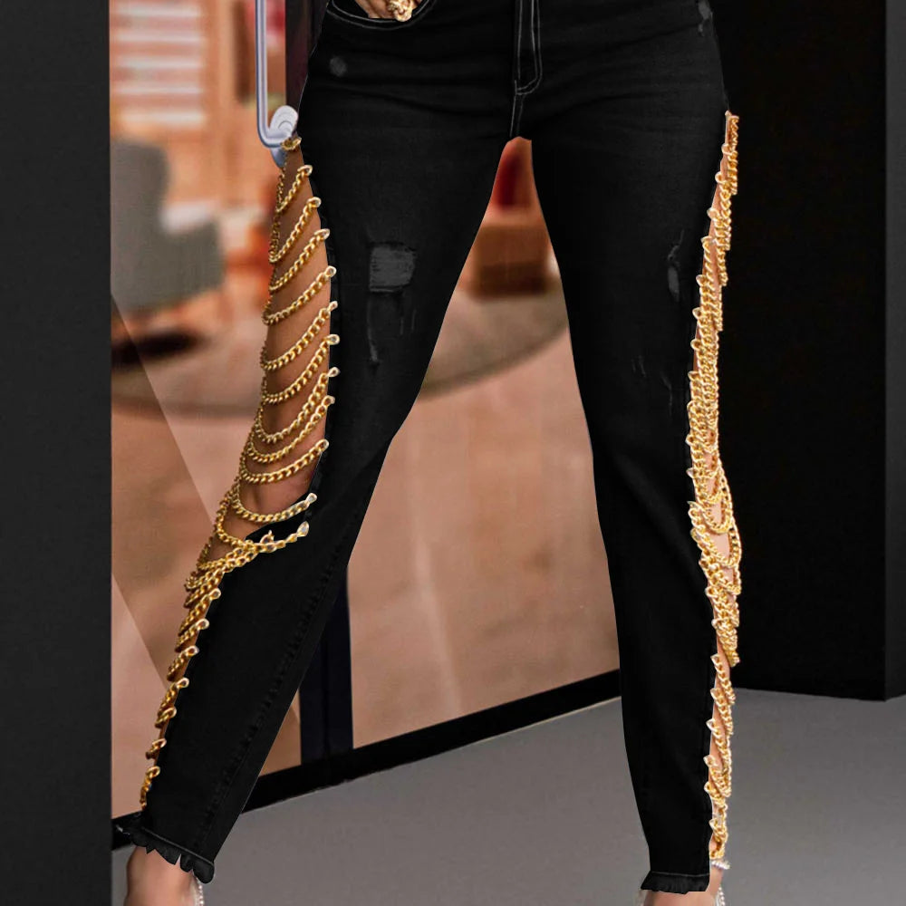 Sexy Skinny Slim Fit High Waist Jeans for Women Trendy Demin Pants Party Peach Button