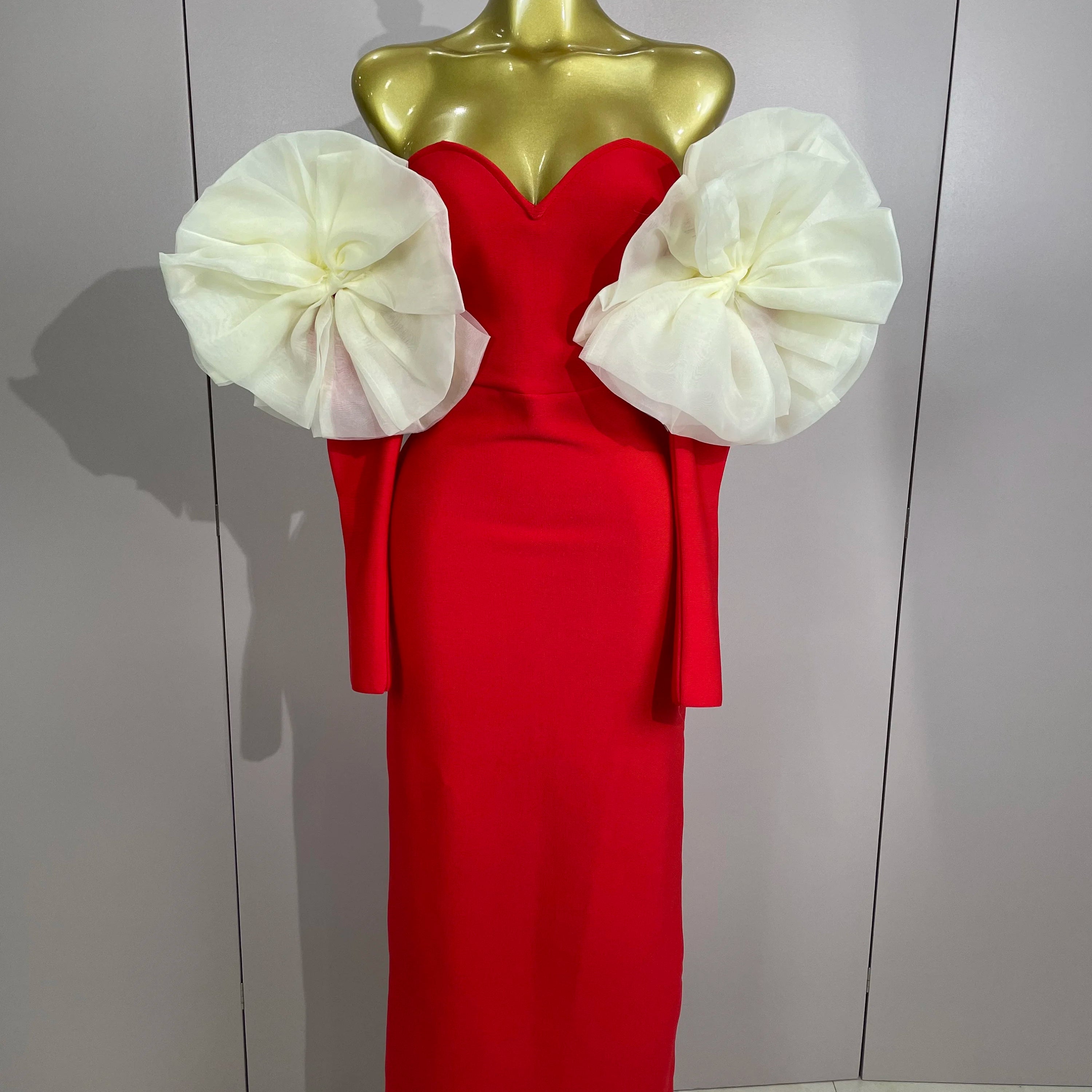 2025 New Women Sexy Off Shoulder Red Bodycon Bandage Dress Long Sleeved Celebrity Elegant Backless Dress Luxury Birthday Dresses