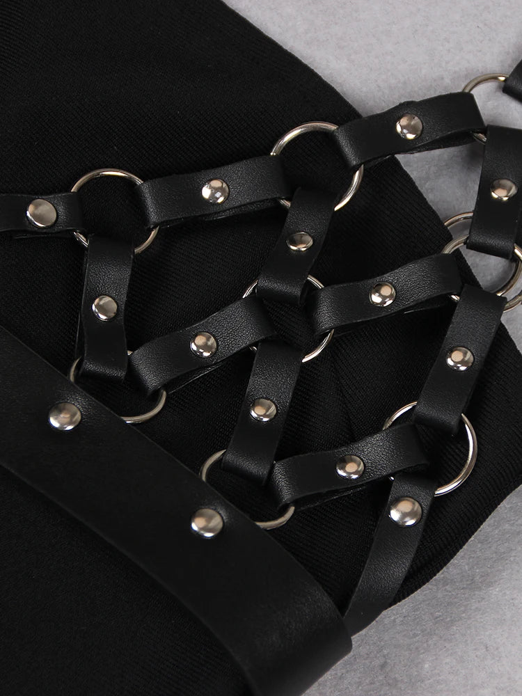 VC 2023 Summer Long Dress Women Sexy High Split Design Evening Party Black Bandage Dress Fashion Stage Show Wear