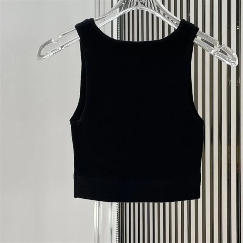 Summer Red Colour Crop Cute Sexy 501447 Clothing Hot Tops for Women Women’s Vetement Femme Halter Gray Tank Top Fashion Y2k Tops