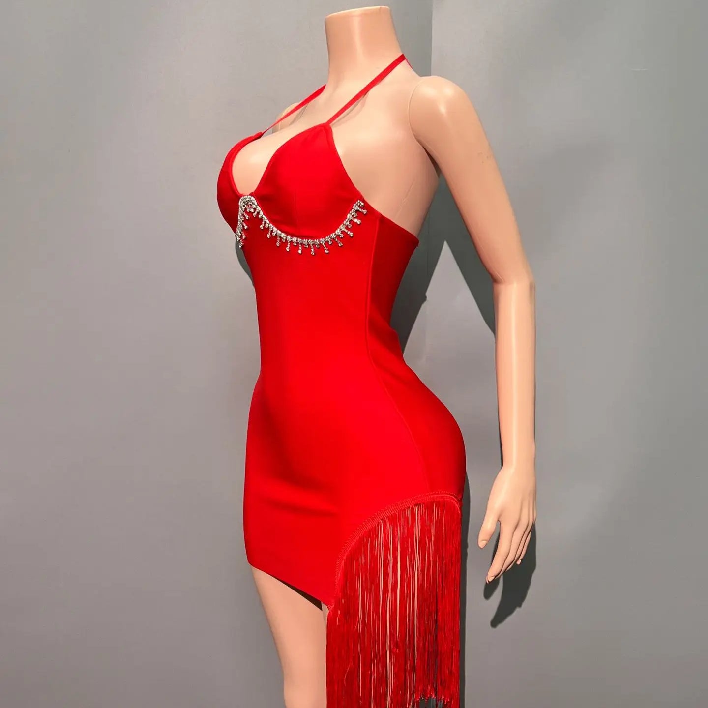Red Black Color Women Sleeveless Sexy V-Neck Bodycon Bandage Mini Dress Celebrate Nightclub Party Birthday Outfit Vestido