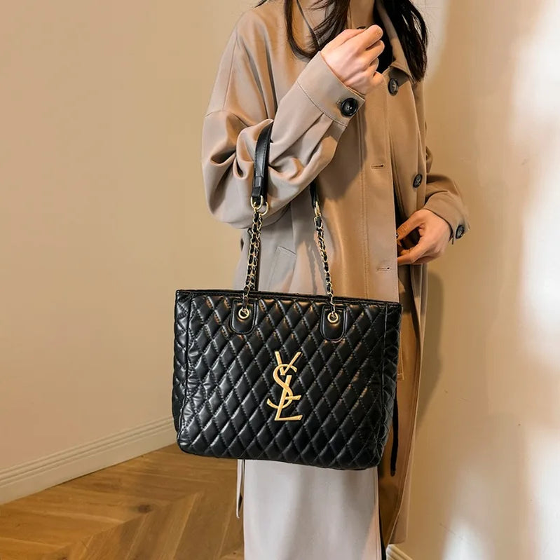 Women's Luxury Leather Shoulder Classic Tote Bag Elegant Designer Crossbody Fashion Handbag For Modern Outfit