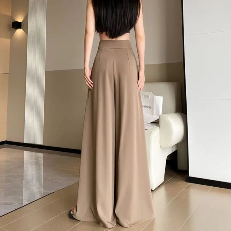 Wide Leg Pants Women Elegant Hight Waist Korean Suit Sweatpants Streetwear Loose Casual Female Draped Full Length Trousers