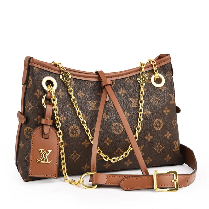 Color-Block Tote Bag with Chain Strap, Spacious Shoulder Bag for Women, Minimalist Crossbody Purse for Daily Use