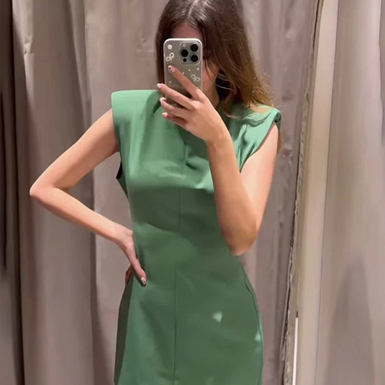 Summer Elegant Women Rose Short Party Dress Chic Halter Backless Sleeveless Mini Dresses Holiday Lady Evening Vestidos Green