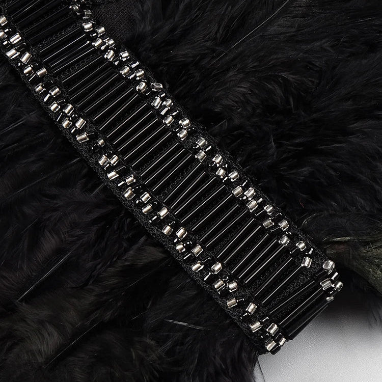 VC Women'S Luxury Party Dress Black Feather Design Strapless Prom Short Formal Occasions Dance Dress Summer New