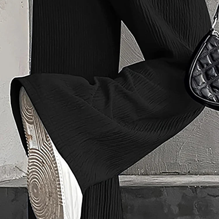 Women Solid Color Straight Leg Pants Simplicity Fashion Loose Comfortable Casual Versatile Elastic Band New Wide Leg Pants