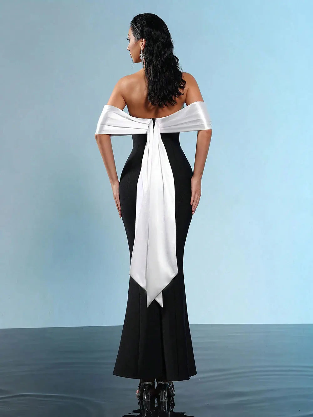 2025 Sexy Women'S Three-Dimensional Flower Design Bandage Dress Strapless Shoulder Strap Sleeve Bodycon Backless Long Dresses