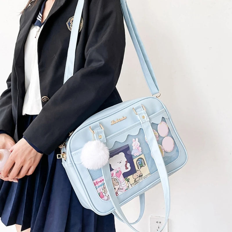 Japanese Shoulder Bag For Women PU Leather Itabag Transparent Bag JK Tote Bag Handbags Preppy Bag ita bag Crossbody Bag