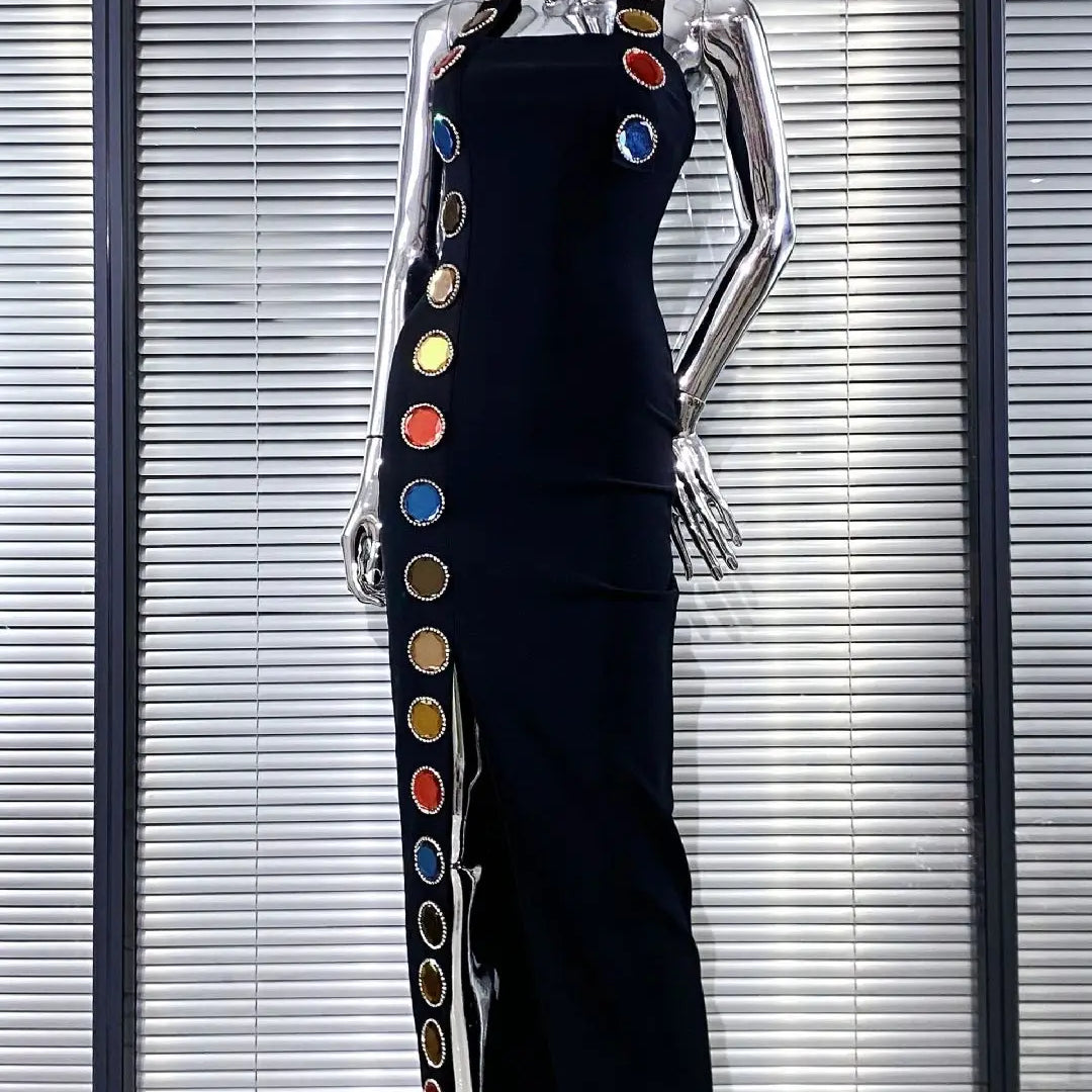 Women Sexy Halter Off the Shoulder Shinning Sequined Bodycon Long Bandage Dress Celebrate Evening Party Birthday Fashion Outfit