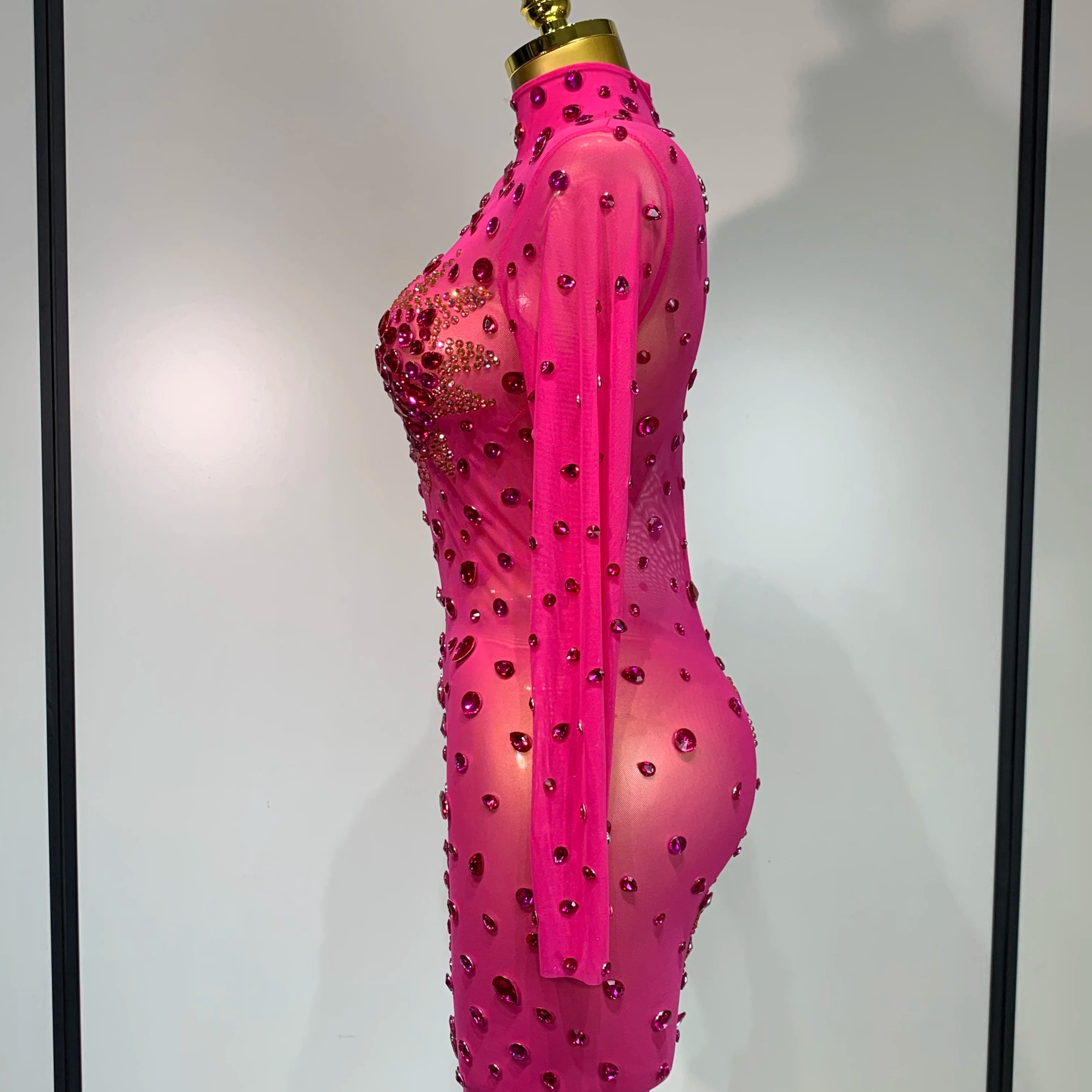 High Quality Sparkly Rhinestone Sexy Bodycon Dress 2025 New Fashion Nightclub Stage Outfit Luxury Birthday Party Dresses