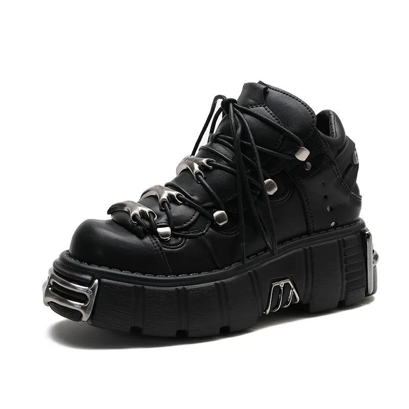 Autumn and winter new women's shoes fashion british Street style Lace up design knight Martin locomotive short boots 41 black