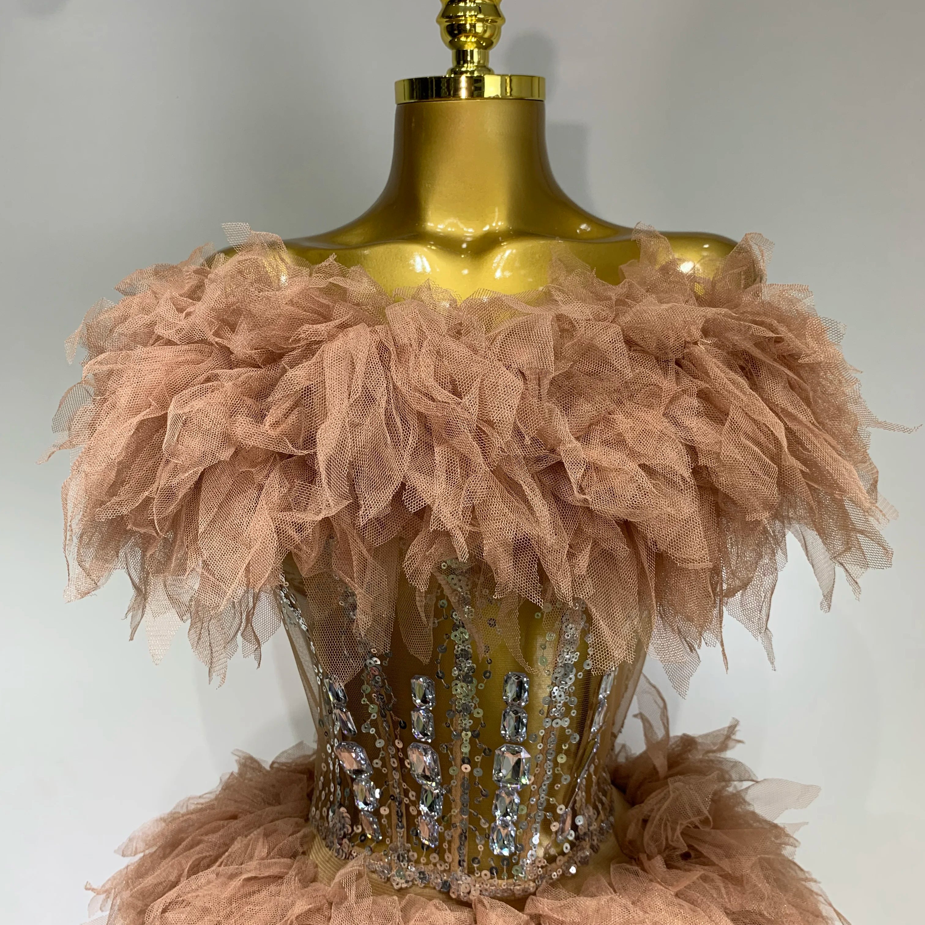 Women Sexy Strapless Mesh Two Pieces Set Celebrity Nightlcub Party Photo Shoot Outfit 2025 Prom Gown Luxury Birthday Dresses