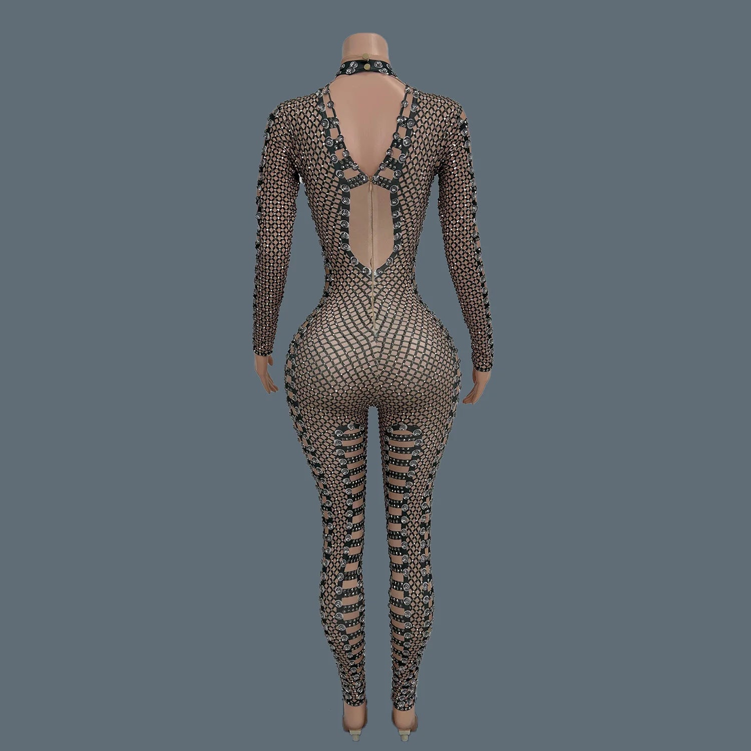 Sexy Women Bodycon Jumpsuit Plus Size Show Clothing Sparkle Crystal Performance Costumes Lady Rhinestones Bodysuits Louwang