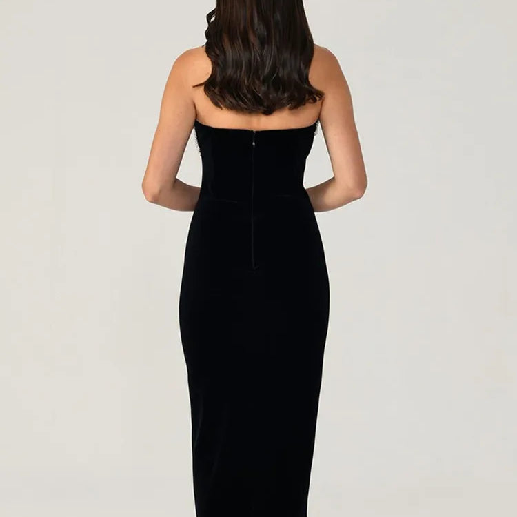 Women Sexy Off the Shoulder Diamond Line Bodycon Mid-calf Bandage Dress Fashion Evening Party Nightclub Celebrate Dress