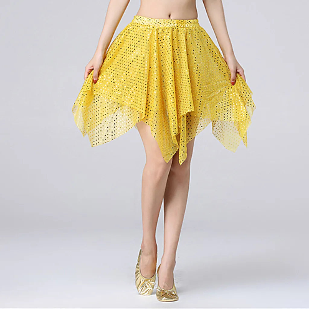 Women's Tutu Skirt Mini Short Skirt For Women Star Sequined Mesh Skirt Belly Latin Dancewear Fairy Tulle Skirt Costume Clothing H One Size