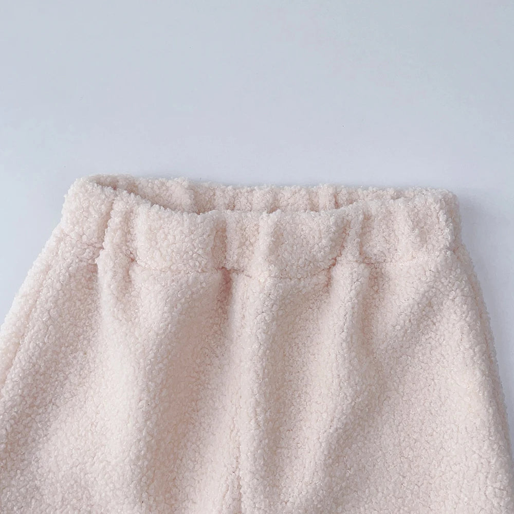 Bear Leader Girls' Set New Children's Autumn New Lamb Fleece Standing Collar Pullover Top+Pants Two Piece Kids' Fashion Set