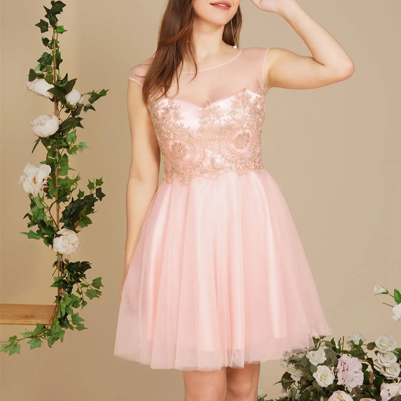 Mint Green Golde Appqulies Beads Bridesmaid Dresses for Women Wedding Party A Line Short Knee Length Sweetheart Gowns