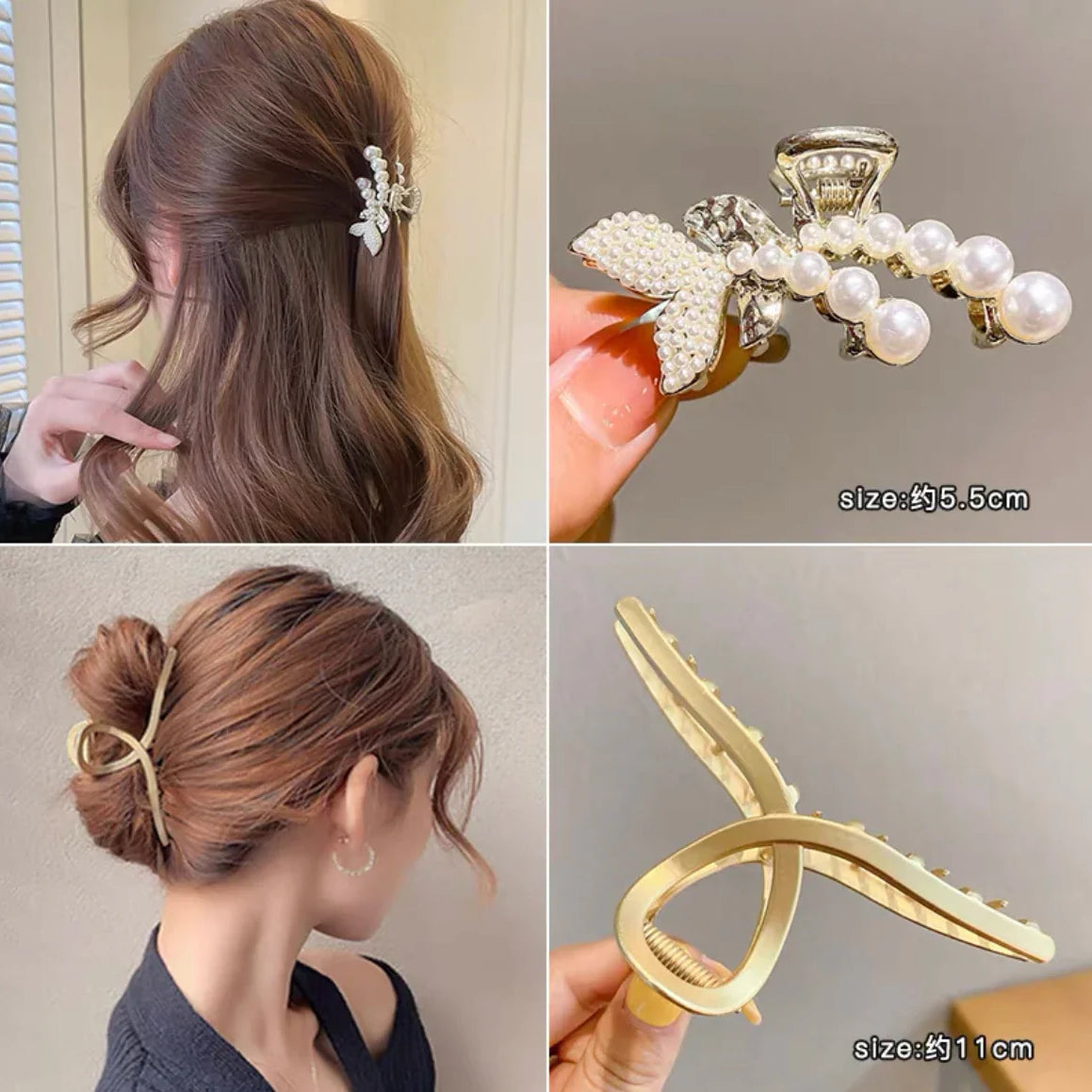 Mini Pearl Hair Claws Clips for Women Elegant Rhinestone Headwear Hairpins Hair Crab Barrettes Hair Accessories for Women 2pcs 3 One Size