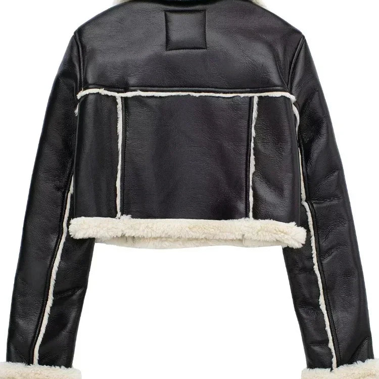 Autumn Winter Women's Leather Jacket Coat Fashion Vintage Zippers Faux Leathers Casual Simple Cool Short Soft Warm Coats