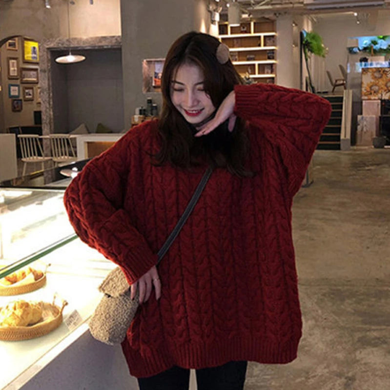 Women's Autumn Winter Lucky Red Sweater Shirt Pleated Mini Skirts 1 or 3 PCS Set Korean Lady Casaul Joker Knit Tops Skirt Outfit