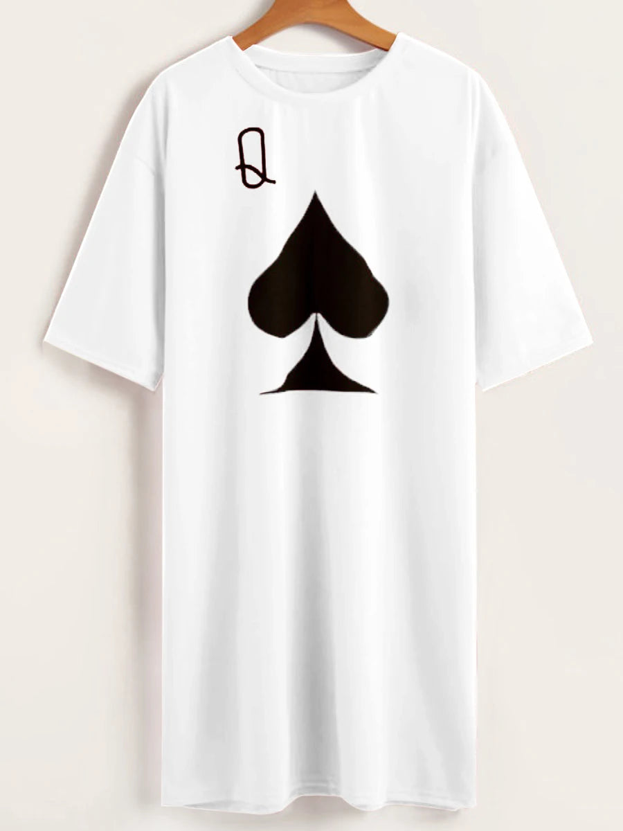 Plus Size dress Leisure O Neck Print White Mini Dress large size women clothing summer casual short sleeve T-shirt dress vest