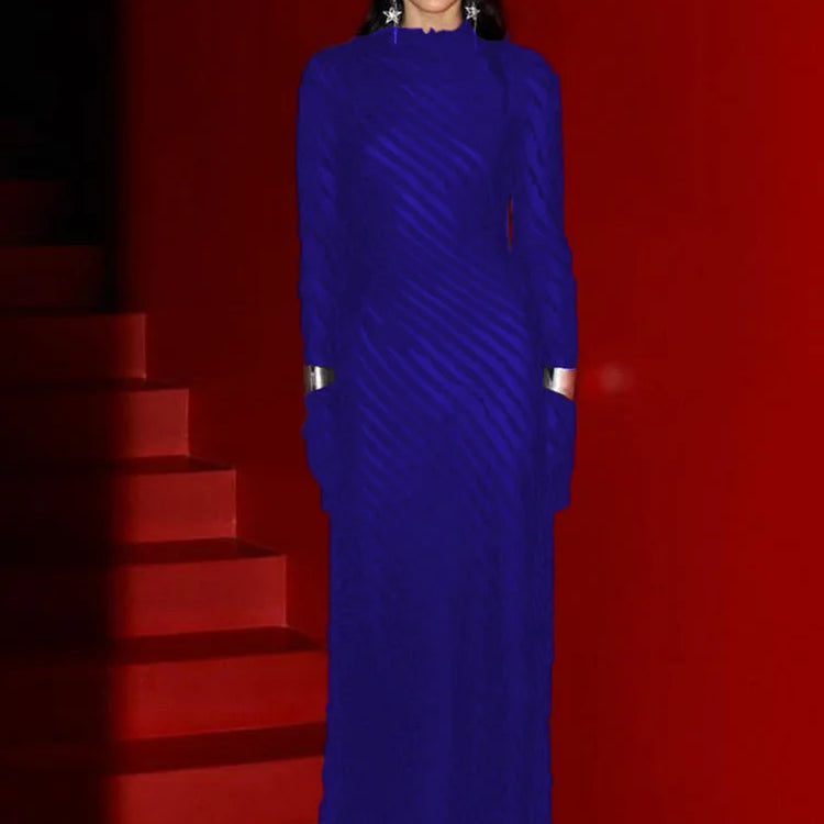 Dulzura Solid Pure Color 3D Ruched Long Sleeves Maxi Dress 2024 Summer Autumn For Women Sexy Clubwear Wholesale Drop Shipping