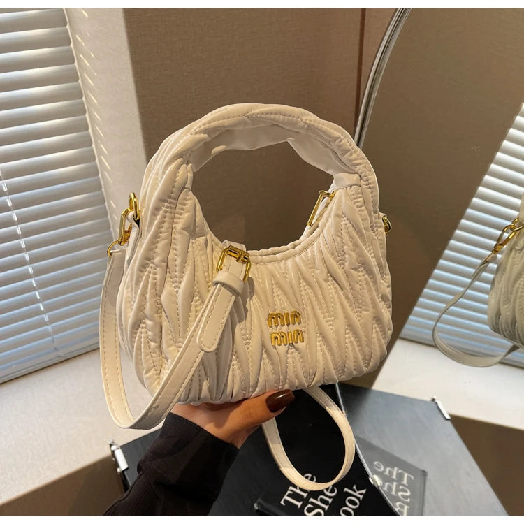 Chic Solid Color Crossbody Bag - Modern Vintage-Inspired Leather Handbag With Textured Finish & Adjustable Strap