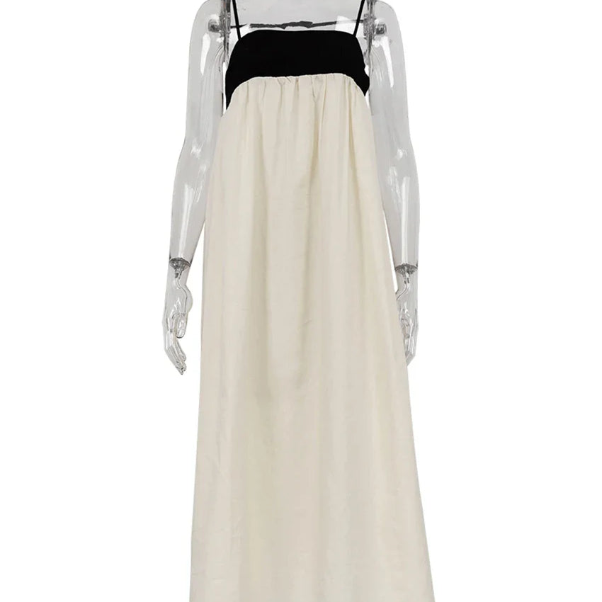 Clacive Sexy Loose Beige Cotton Women'S Dress Summer Strap Sleeveless Ankle Length Dresses Elegnat Classic Female Dress