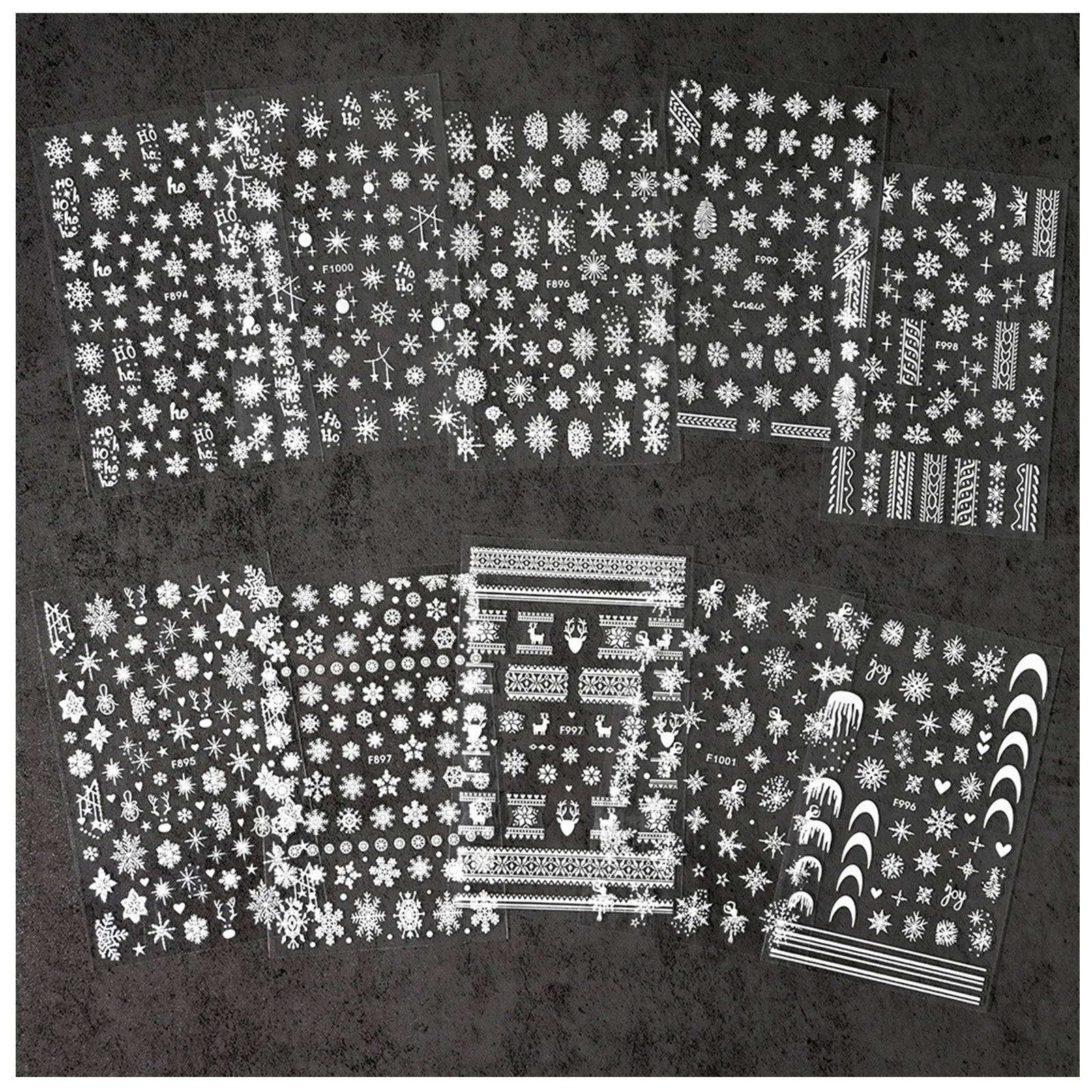 10Pcs Winter White Snowflake/Deer Nails Stickers Christmas Party Self Adhesive Nail Art Decoration DIY Charm Manicure Decals