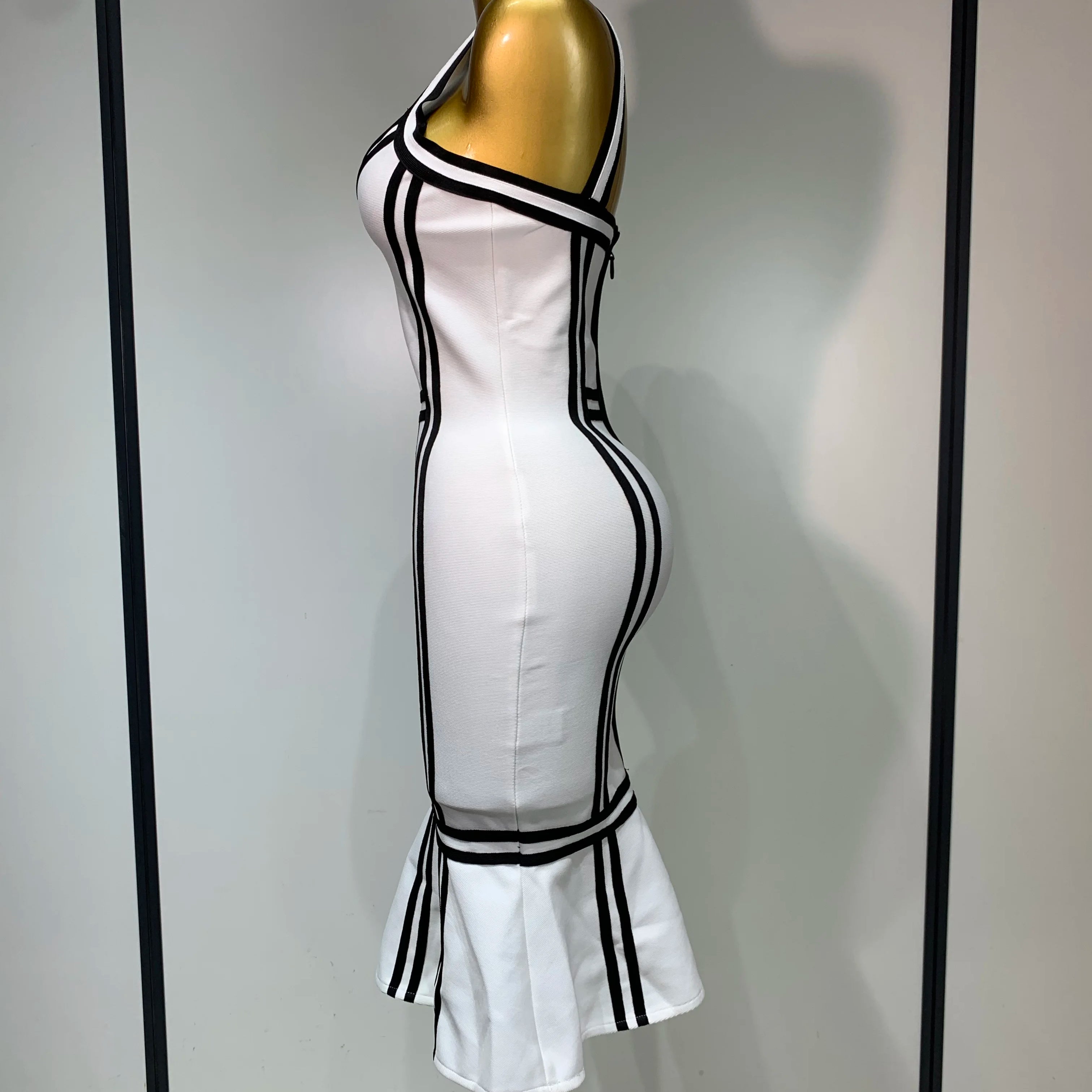 Vestido bandage bodycon feminino sexy sem costas com babados e decote profundo 2025, vestido de celebridade elegante para festa noturna, aniversário de luxo, clube