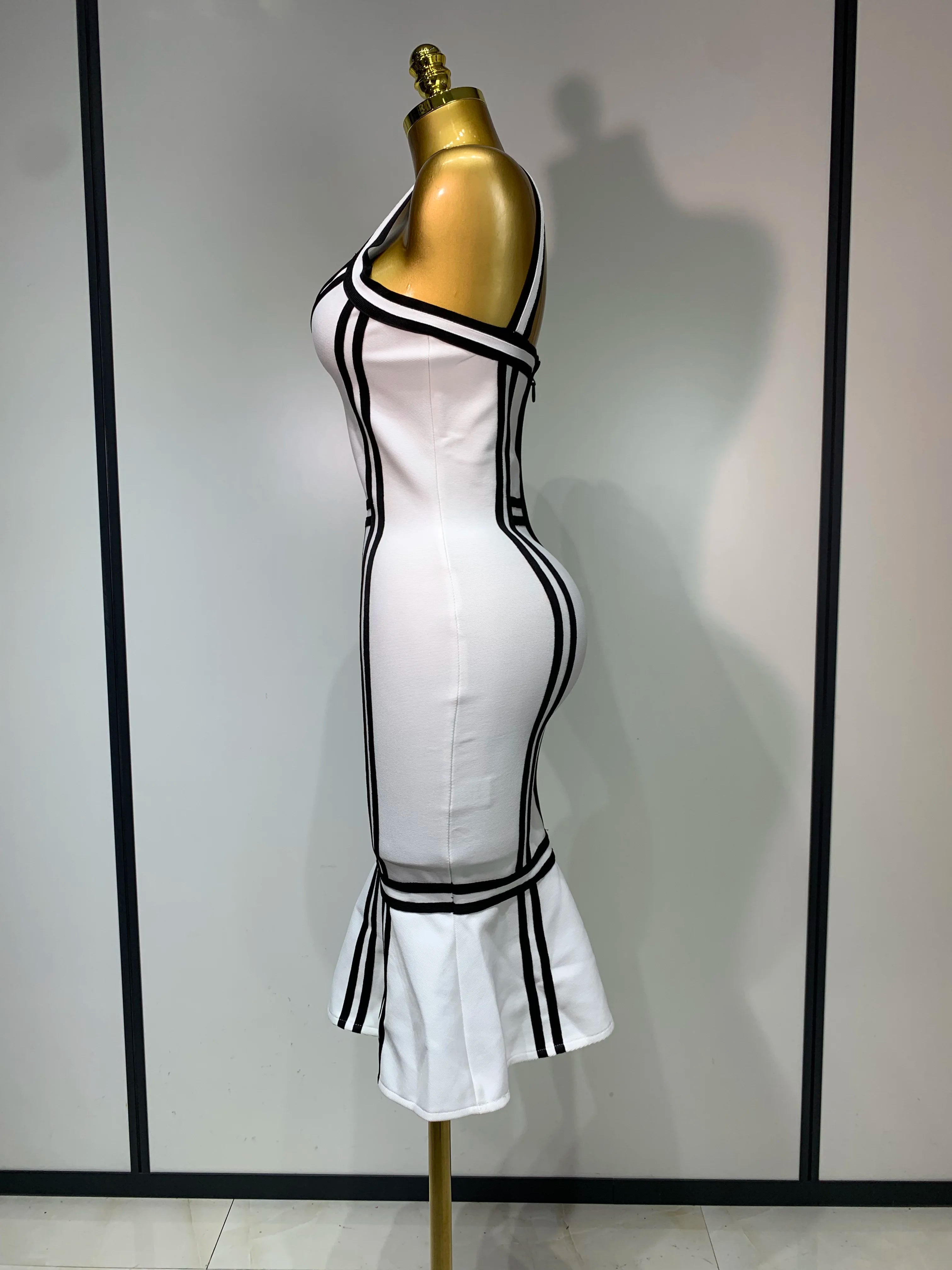 Vestido bandage bodycon feminino sexy sem costas com babados e decote profundo 2025, vestido de celebridade elegante para festa noturna, aniversário de luxo, clube