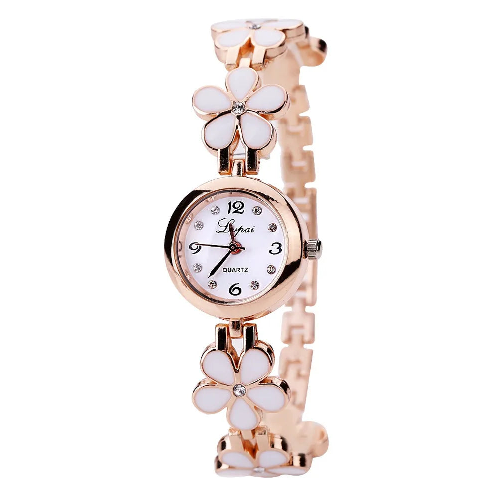 Fashion Small Watches Women Luxury Rhinestone Flower Bracelet Stainless Steel Watchband Dress Female Clock relogio feminino